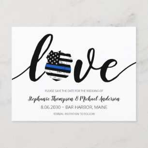 Thin Blue Line Police Enforcement結婚の救 案内ポストカード