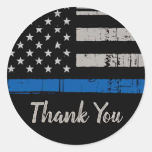 Thin Blue Line Police Enforcement Thank You ラウンドシール