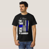Thin Blue Line Police Flag Back The Blue Tシャツ (正面フル)