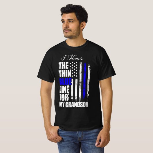 Thin Blue Line Police Flag Back The Blue Tシャツ (正面フル)
