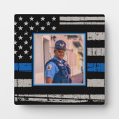 Thin Blue Line Police Officer写真 フォトプラーク (正面)