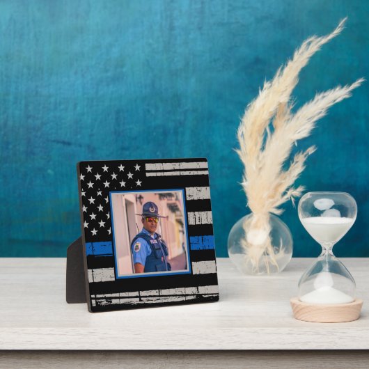 Thin Blue Line Police Officer写真 フォトプラーク (インサイチュ)