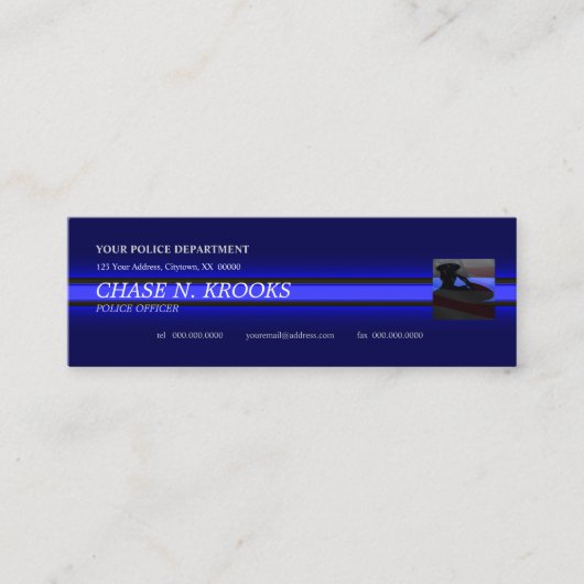 Thin Blue Line Police Officer カスタム Business Card スキニー名刺 (正面)