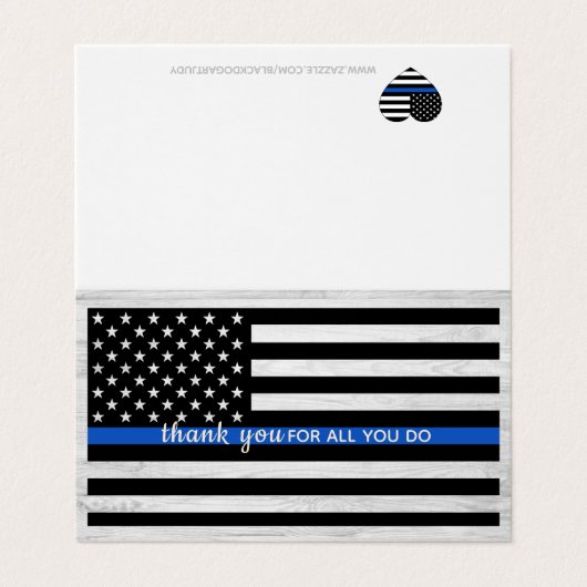 Thin Blue Line Police Officer Bulk Thank 名刺 (外部フラット)