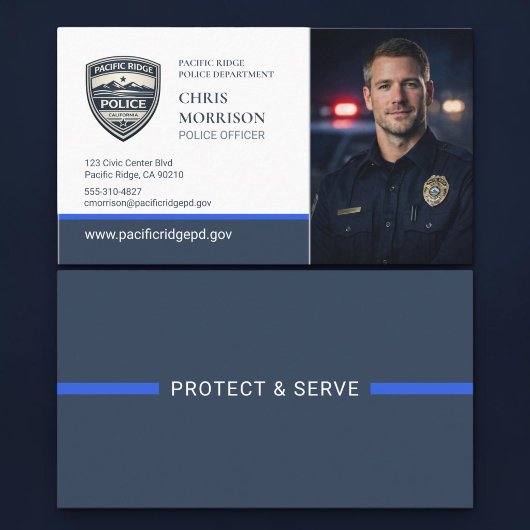Thin Blue Line Police Photo Business Card 名刺