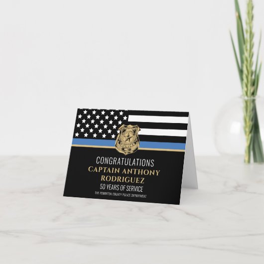 Thin Blue Line Police Retirement Law Enforcement カード (正面)