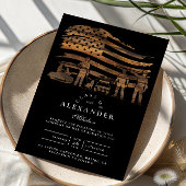 Thin Blue Line Rustic Police Graduation 招待状