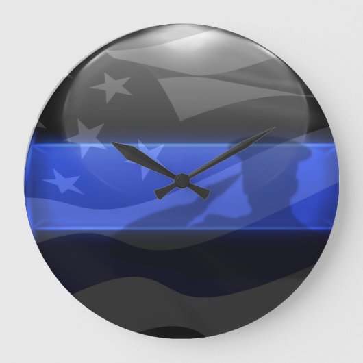 Thin Blue Line Salute フラッグ ラージ壁時計 (正面)