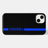 Thin Blue Line Serviceman | ストライプに名前を表示 iPhoneケース (裏面横)