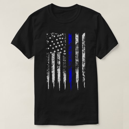 Thin Blue Line US FlAg警察動揺して法Enfor Tシャツ (デザイン正面)