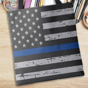 Thin Blue Line USAアメリカ国旗 – 警察官 トートバッグ