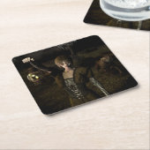 Thin female carrying lamp スクエアペーパーコースター (アングル)