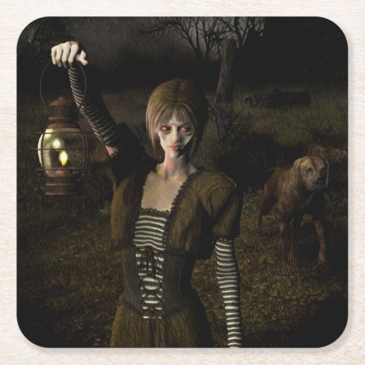 Thin female carrying lamp スクエアペーパーコースター (正面)