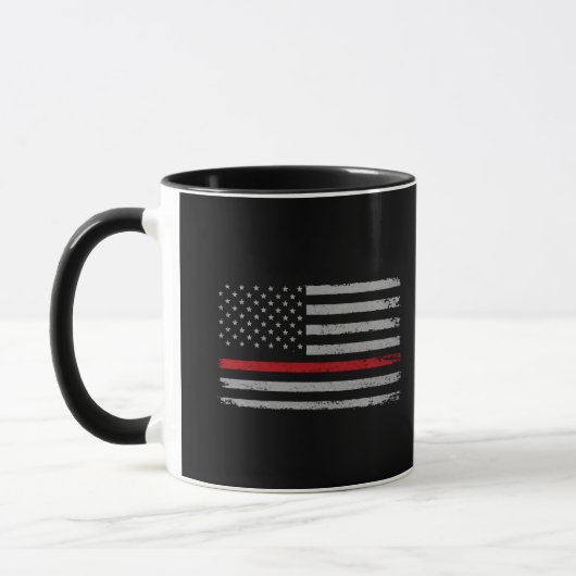 Thin Red Line American Flag mug_ firefighter Gift マグカップ (左)