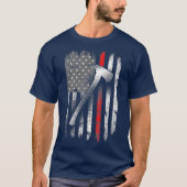 Thin Red Line Axe Patriotic Firefighter US Flag Tシャツ (正面)