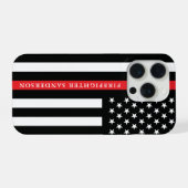 Thin Red Line Fire Department Fireman Firefighter iPhoneケース (裏面横)
