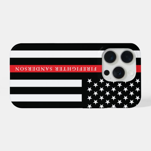 Thin Red Line Fire Department Fireman Firefighter iPhoneケース (裏面横)