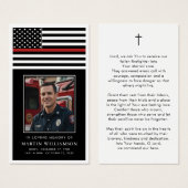 Thin Red Line Firefighter Funeral Prayer Card (正面&裏面)