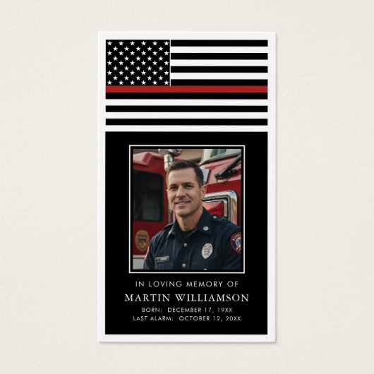 Thin Red Line Firefighter Funeral Prayer Card (正面)