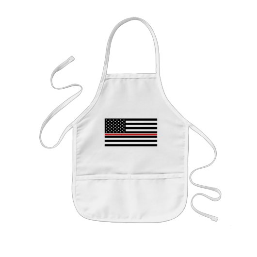Thin Red Line Firefighters Heroes American Flag 子供用エプロン (正面)
