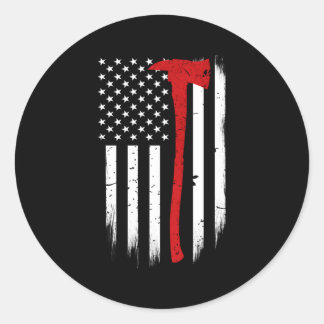Thin Red Line Flag Ax消防士サポート ラウンドシール