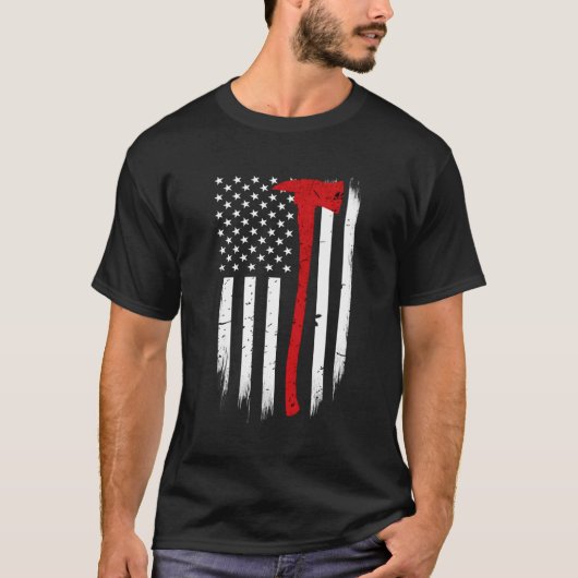 Thin Red Line Flag Ax消防士サポート Tシャツ (正面)