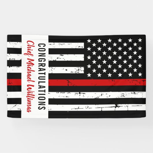 Thin Red Line Flag Fireman Firefighter Retirement 横断幕 (横)