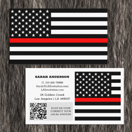 Thin Red Line Flag, USA Fireman / Personalized 名刺