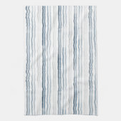 Thin Watercolor Stripes, Slate Blue, Gray, White キッチンタオル (縦)