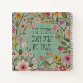 Thine Own Self Be Trueフローラノートブック – ティール（緑がかった色） ノートブック (裏面)