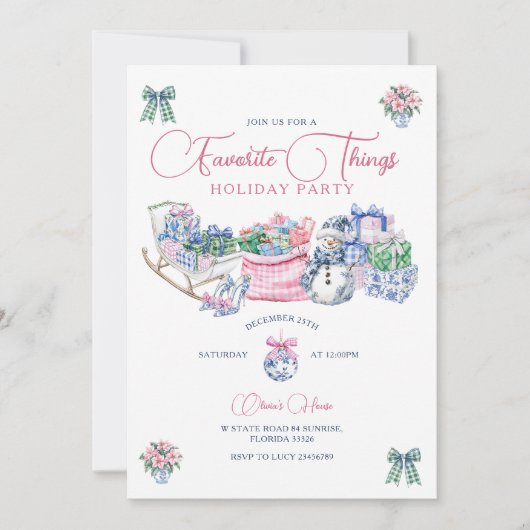 Thingお気に入りの Chinoiserieクリスマスホリデーパーティー 招待状 (正面)