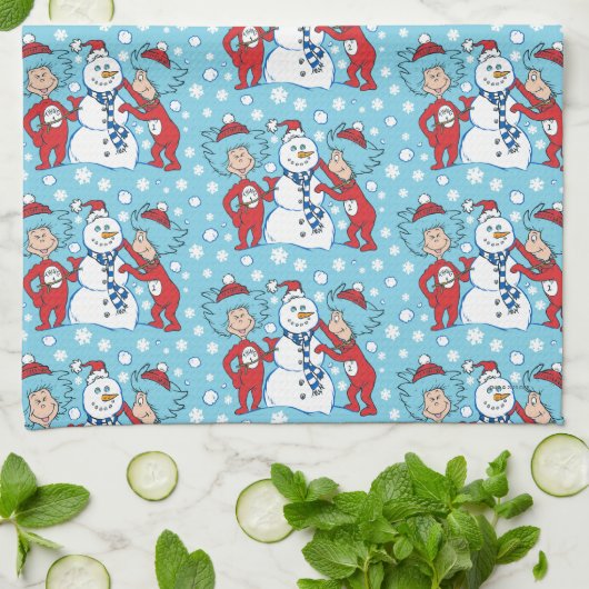 Thing One Thing Two雪だるま キッチンタオル (折り畳み)