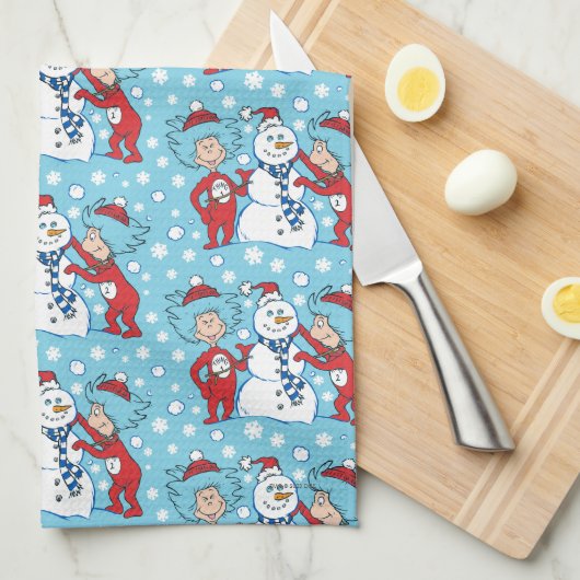 Thing One Thing Two雪だるま キッチンタオル (四つ折り)