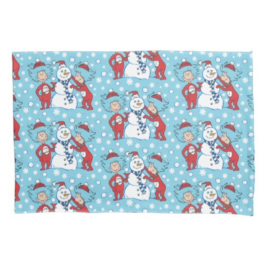 Thing One Thing Two雪だるま 枕カバー (正面)