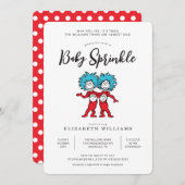 Thing One Thing Two |赤い双子のベビー散布 招待状 (正面/裏面)