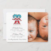 Thing One Thing Two Twinsベビー誕生のお知らせ 招待状 (正面)