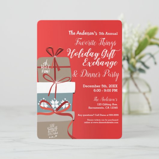 Thingsお気に入りの Holidayギフト交換パーティー 招待状 (スタンド正面)