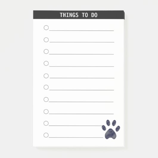 Things パーソナライズされた To Do & Cute Paw Post-It Notes ポストイット (正面)