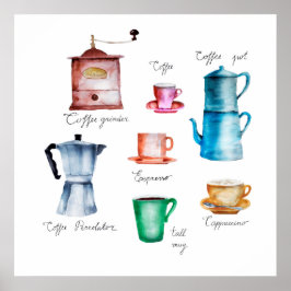 Things Coffee Water Color Collection ポスター