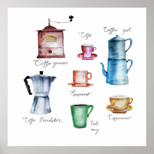 Things Coffee Water Color Collection ポスター (正面)