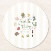 Things Gift Exchangeお気に入りのクリスマスパーティー ラウンドペーパーコースター (正面)