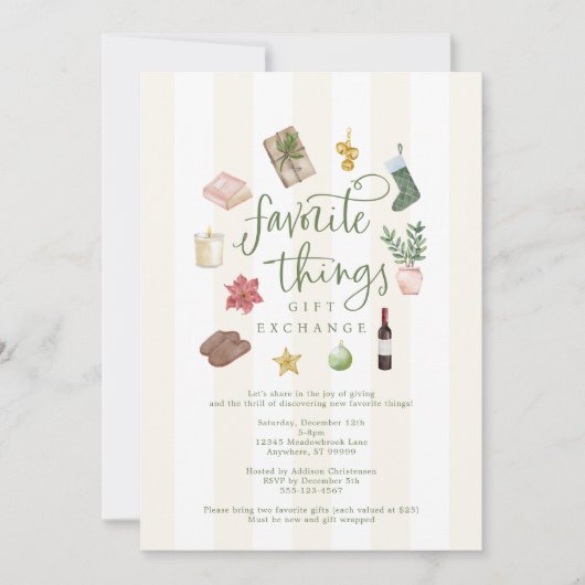 Things Gift Exchangeお気に入りのクリスマスパーティー 招待状 (正面)