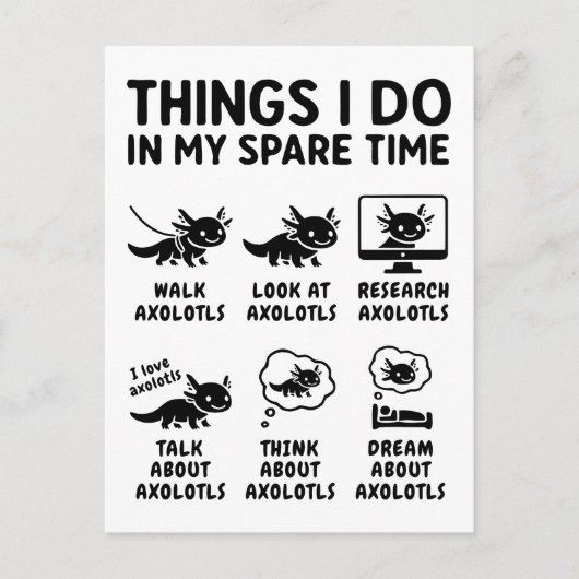 Things I Do In My Spare Time Axolotl Hobby ポストカード (正面)