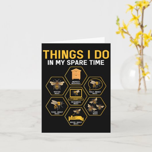 Things I Do In My Spare Time Bee Beekeeper Beekeen カード (黄色い花)