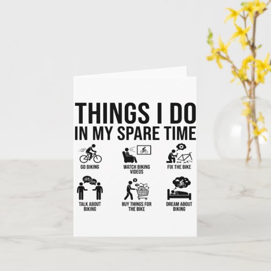 Things I Do In My Spare Time Bicycle Cycling Lover カード (黄色い花)