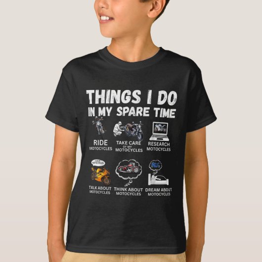 Things I Do In My Spare Time Biker Motorcycle Ride Tシャツ (正面)