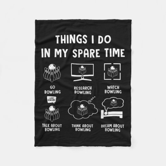 Things I Do In My Spare Time Bowling Bowler  フリースブランケット (正面)