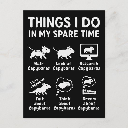 Things I Do In My Spare Time Capybara Funny シーズンポストカード (正面)
