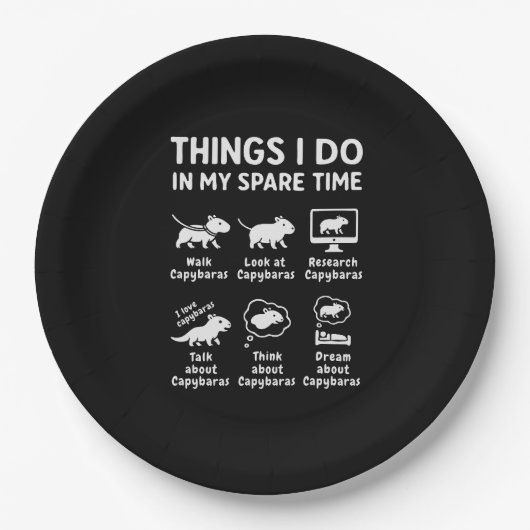 Things I Do In My Spare Time Capybara Funny ペーパープレート (正面)