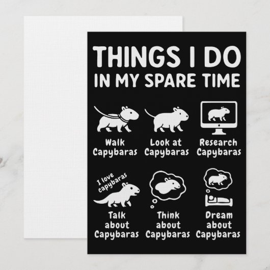 Things I Do In My Spare Time Capybara Funny 招待状 (正面/裏面)